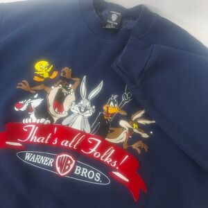 Warner Bros Studio Store Looney Tunes Characters Sweatshirt Large‎ Blue Graphic